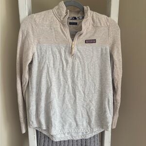 Vineyard Vines Beige and Gray Quarter-Zip Pullover